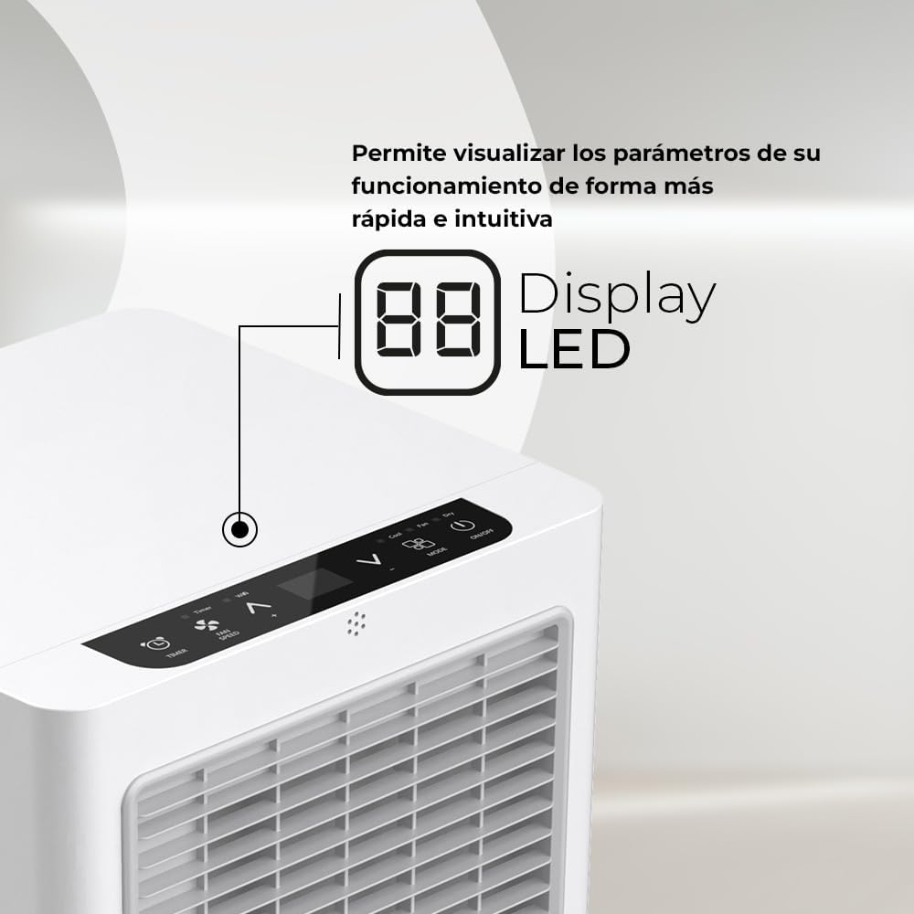 Svan Aire Acondicionado Portátil, 9000 BTU. SAAP900F. Solo frío, Display LED Táctil, Temporizador, Mando a Distancia, Kit instalación ventana incluido, Clasificación Energética A