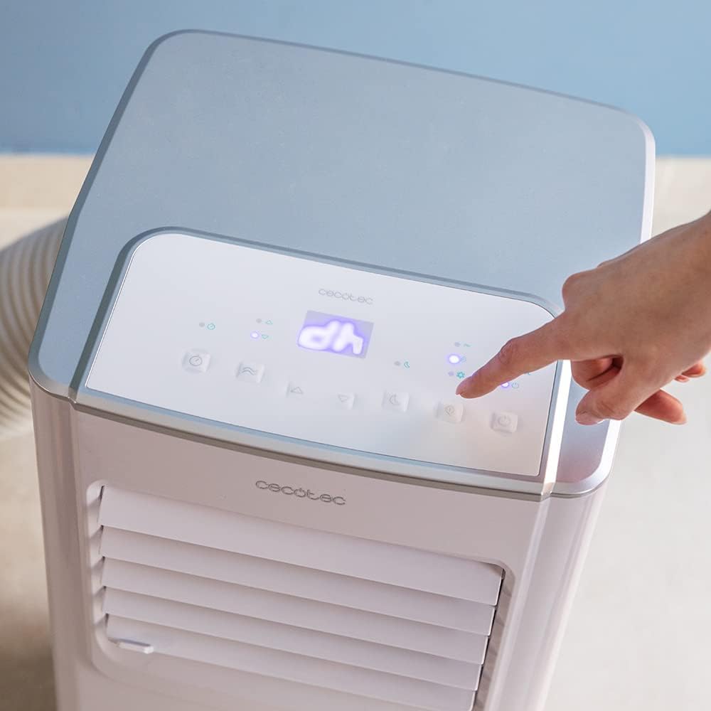 Cecotec Aire Acondicionado Portátil con Mando a Distancia ForceClima 7100. 7000 BTU, Bajo Consumo, Pantalla LED, 4 Modos, 2 Velocidades, Cobertura 15-20m2