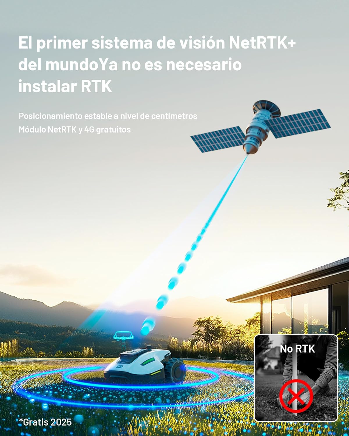 MAMMOTION YUKA 3000 Robot Cortacésped sin Cable Perimetral, NetRTK+Vision, sin Antena RTK, Mapeo Automático, Máx. 4000 m², Rec. 3000 m², con módulo 4G, Pendiente del 50%