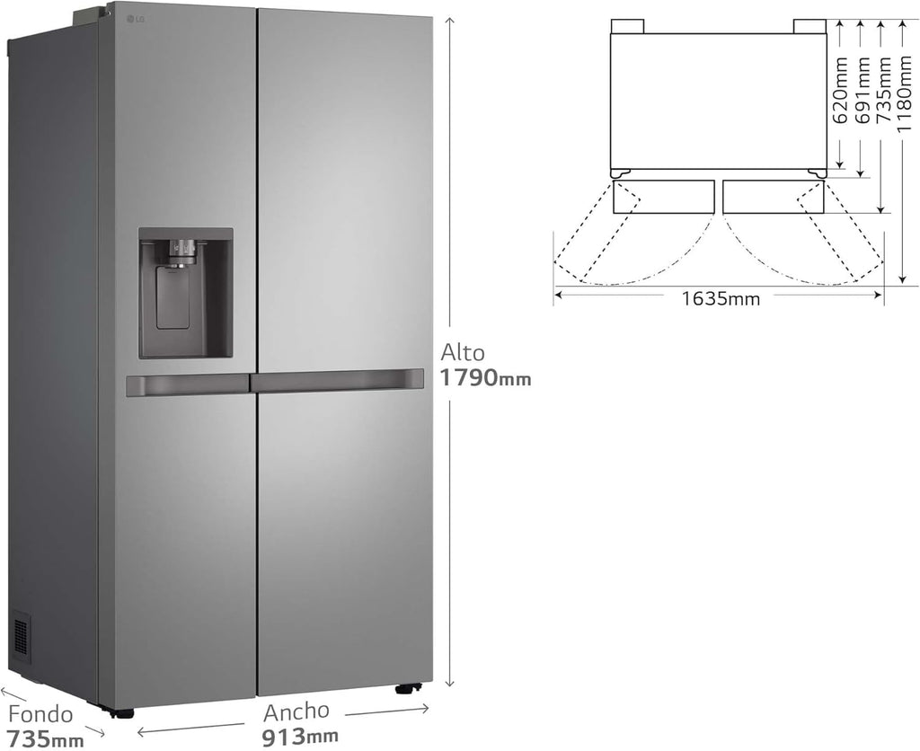GSLC40PYPE - Frigorífico Side by Side, Serie 400, Clasificación E, 641 L, Inox Anihuellas