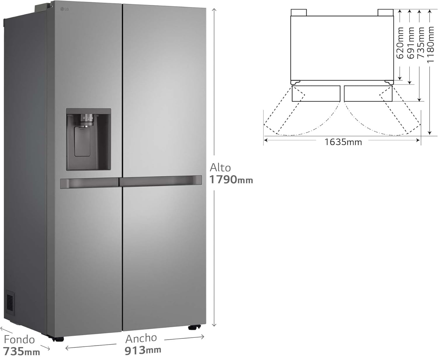 GSLC40PYPE - Frigorífico Side by Side, Serie 400, Clasificación E, 641 L, Inox Anihuellas