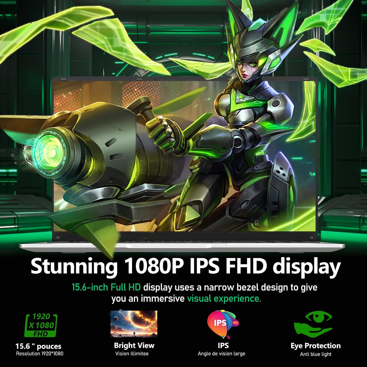 Ordenador Portátil 15,6 Pulgadas, PC Portatil Celeron N4000 8GB LPDDR4 256GB SSD, Computadora Portátil 1920*1080 IPS FHD Pantalla, Portatiles Mini HDMI Laptop Win 11 Pro TF Card USB 3.0 Ordenador