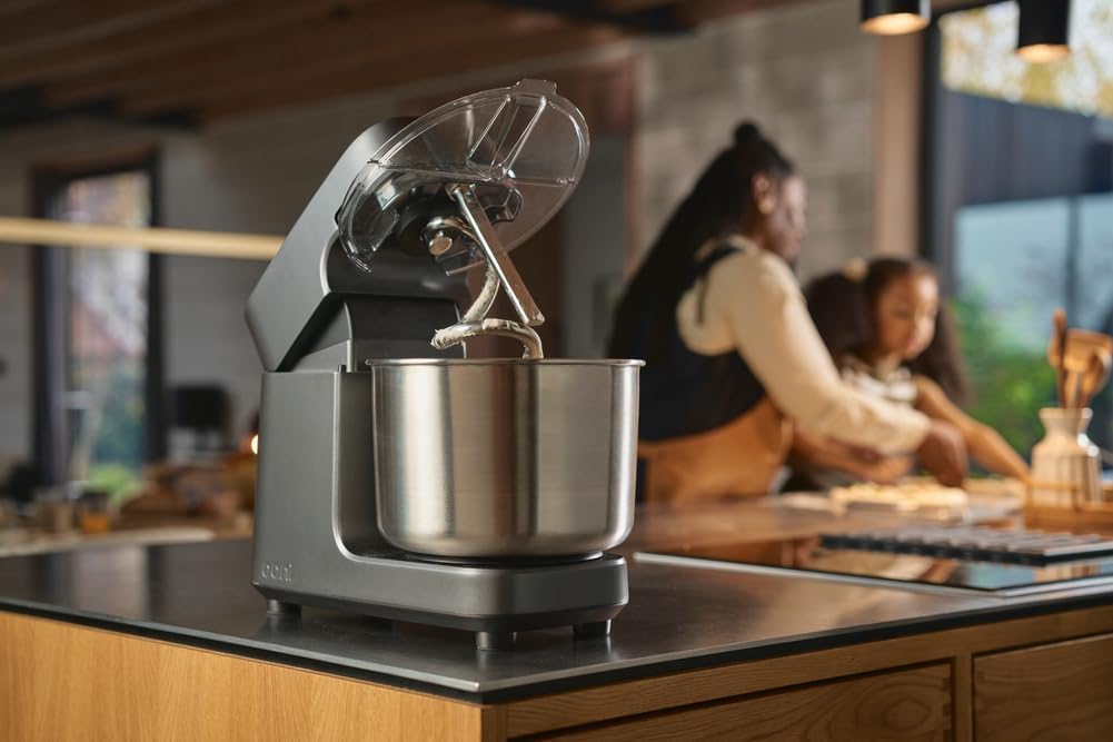 Ooni Halo Pro Mezcladora Profesional de Masa en Espiral 7,3L con Accesorios, 58 Velocidades – Ideal para Pan y Pizza – Gris Antracita