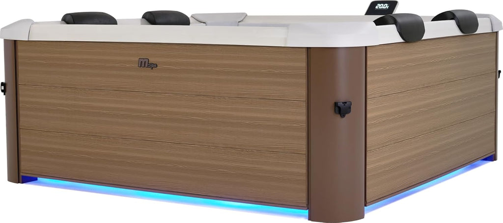 MSPA Whirlpool Oslo Amber – 160 x 160 x 65 cm – Whirlpool Hinchable para 6 Personas con 120 chorros de Masaje, 8 boquillas de hidromasaje, calefacción PTC, luz LED, desinfección de ozono y Cubierta