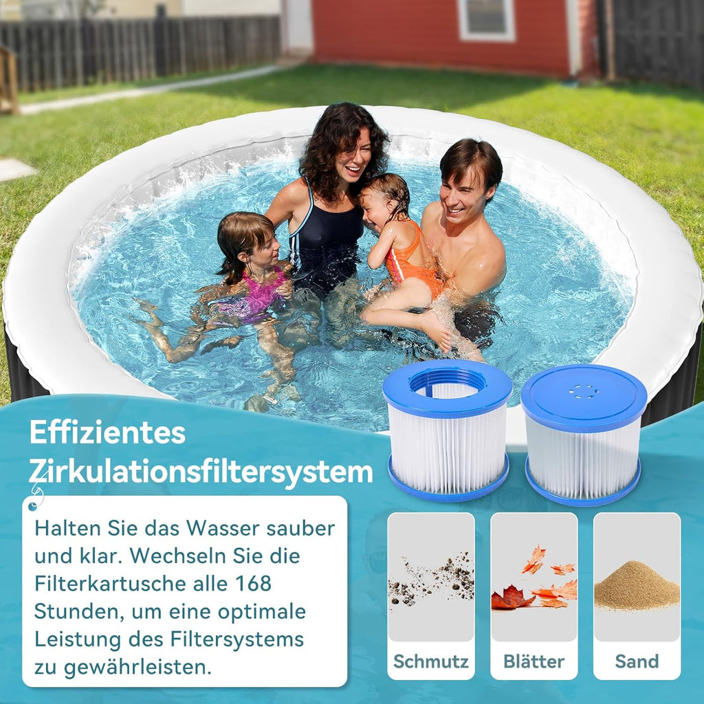 Hot Tub hinchable para 4 personas, 2400 W interior/exterior, piscina de spa de invierno, con 120 chorros de aire, protección contra heladas, 799 litros, a prueba de fugas, ahorro de energía