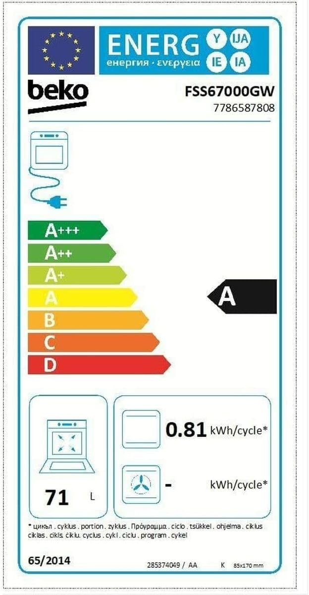 Beko Cocina VITRO FSS67000GW 4F 60CM Blanca