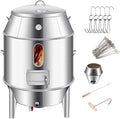 Ahumador Asador Barril Gran Capacidad Fabricado en Acero Inoxidable Totalmente Lavable Horno Circular Colgante De 360° Con Termómetro Y Puerta Central Barbacoa Portatil