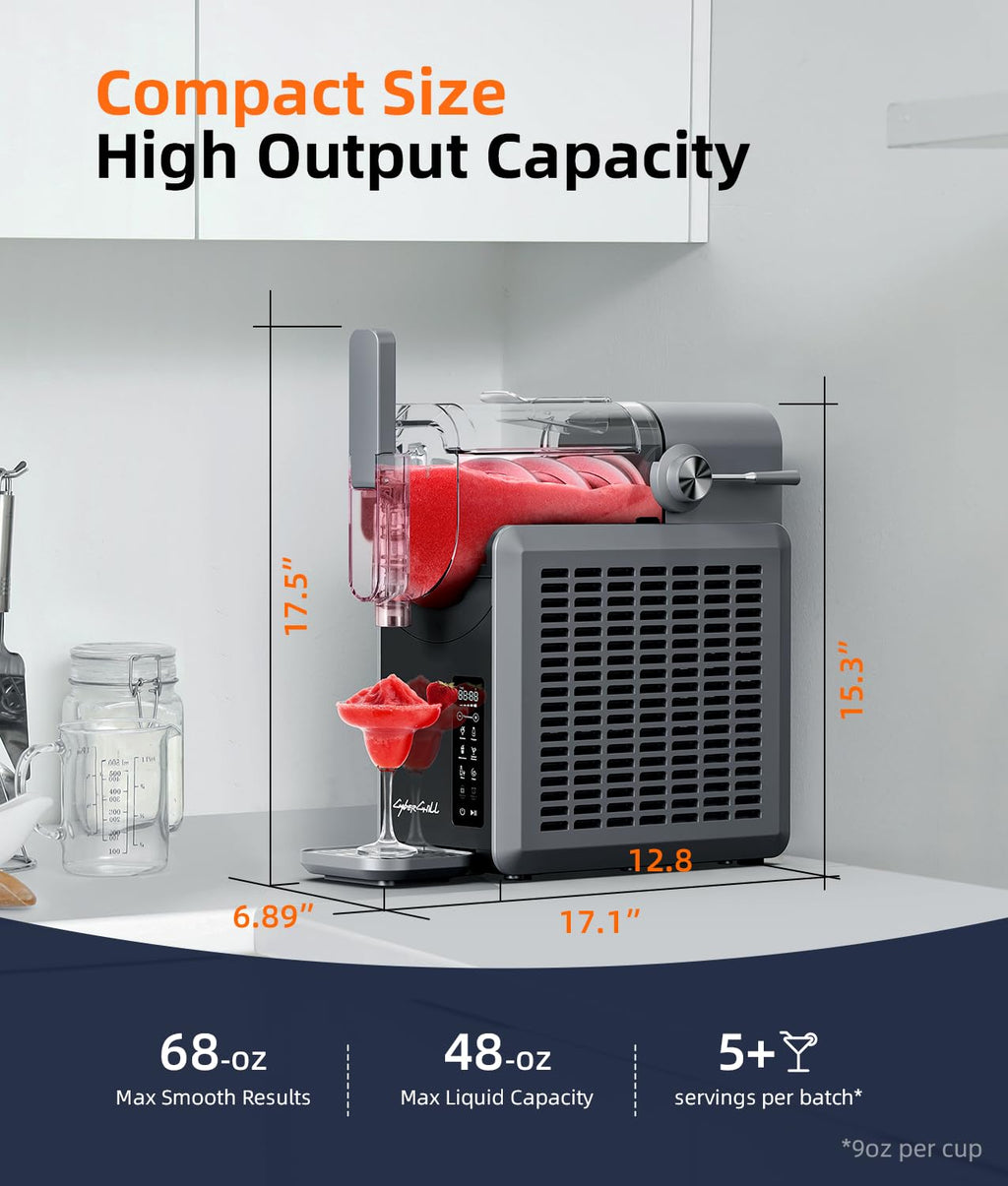 2025 Máquina de granizados con inicio diferido de 24 horas y mantenimiento en frío, capacidad de 68 oz, función autonetificante, máquina de bebidas heladas con 5 programas preconfigurados, margaritas congeladas, batidos y más