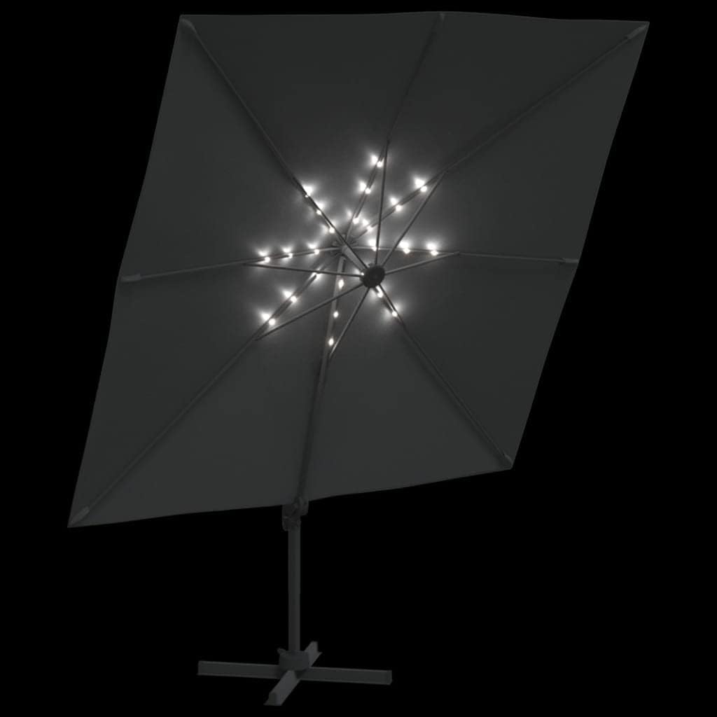 Paraguas voladizo LED antracita, 400 x 300 cm