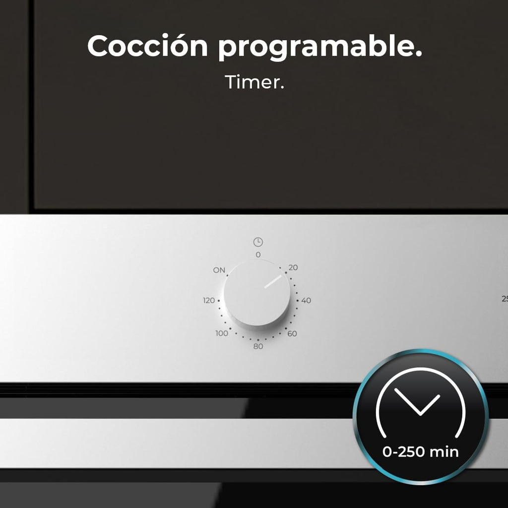 Cecotec Horno Integrable Multifunción 70L Bolero Hexa M236000 Line Time. 2800W, 6 Funciones, Temporizador, Steam Base XXL, Steam Assist, Steam EasyClean, Cooling Fan, Modo Defrost, Eco, Convección