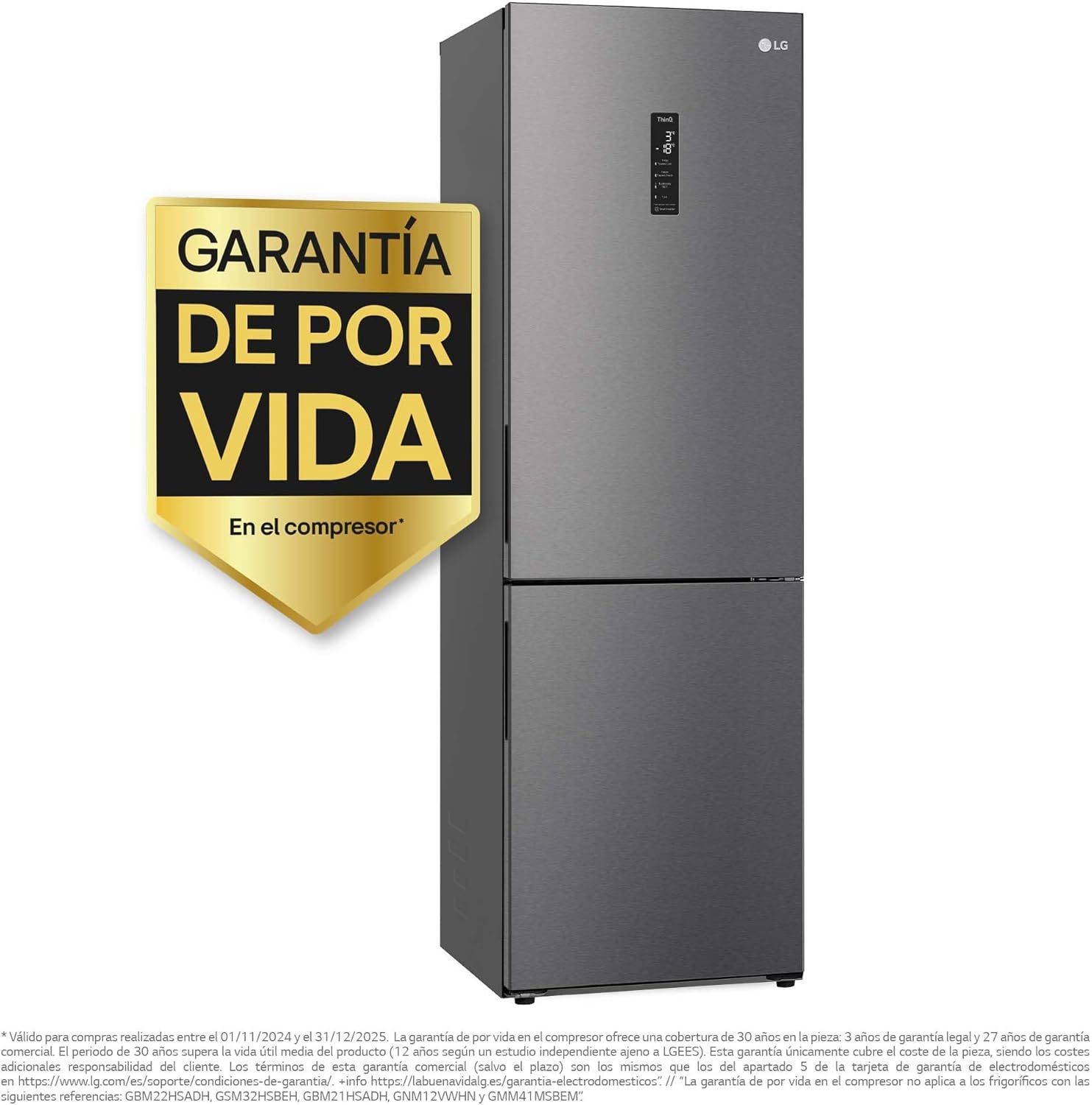 GBP61DSXGC - Frigorífico Combi No Frost, Congelador, Compresor Smart Inverter, Color Inox Antihuellas, 186 cm, 341 l