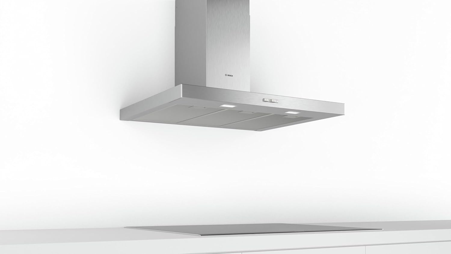 Bosch - Campana Extractora Decorativa de Pared, 90 cm, Serie 2, Control Mecánico, Iluminación LED, Acero Inoxidable, DWB96BC50
