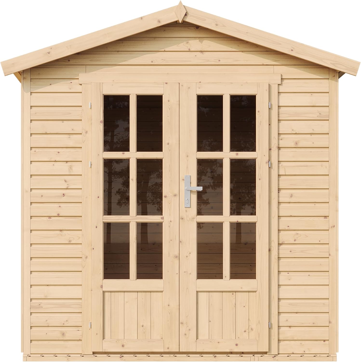 Caseta de Jardín de Madera con Tejas bituminosas Gris A233 x P222 x A233 cm, Oficina Caseta de Madera con Piso, Ventana, Puerta Doble, Cabaña de Jardín, Taller o Estudio de Jardín TIMBELA M351FB