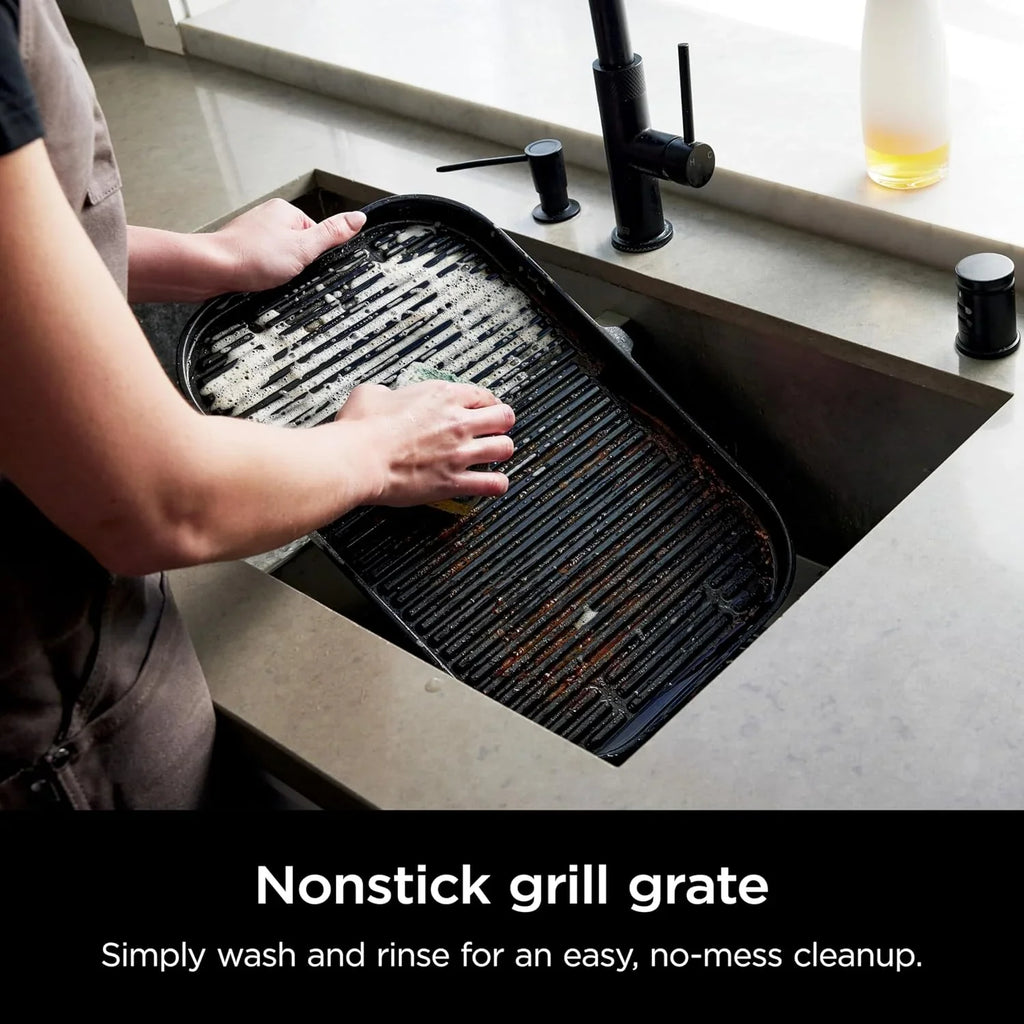 2026 Parrilla y ahumador exterior Ninja Woodfire Pro XL, termómetro, master grill 4 en 1, barbacoa ahumador, freidora de aire exterior, horno, portátil, parrilla eléctrica, gris oscuro, modelo OG850