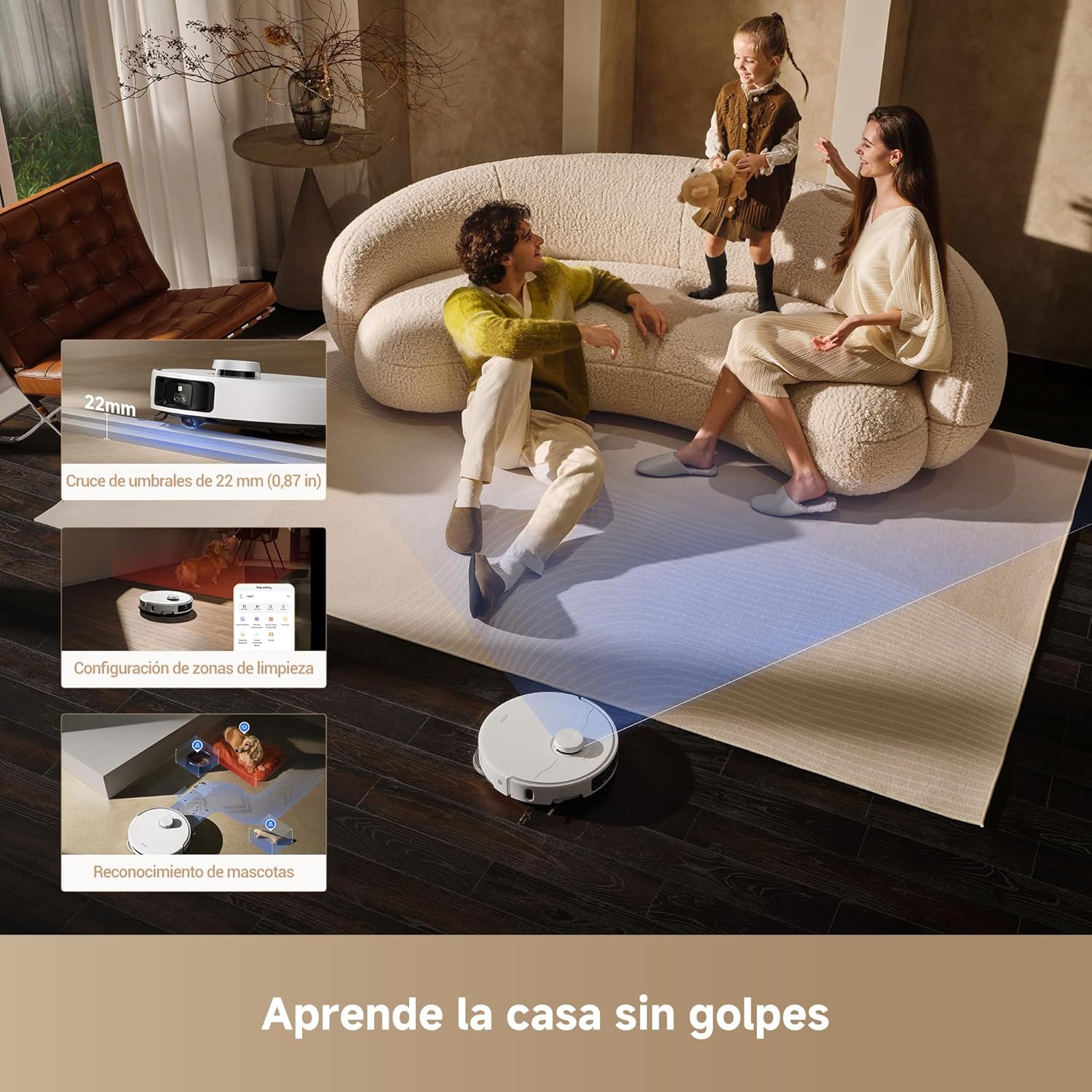 Mova P50Pro Ultra Robot Fregasuelos y Aspirador, 19.000 Pa Autovaciado y Autolimpieza con Agua Caliente a 75℃, Mopa Extensible, Navegación LDS+IA RGB, Evita Obstáculos, Deal para Pelo Mascota y Alfom