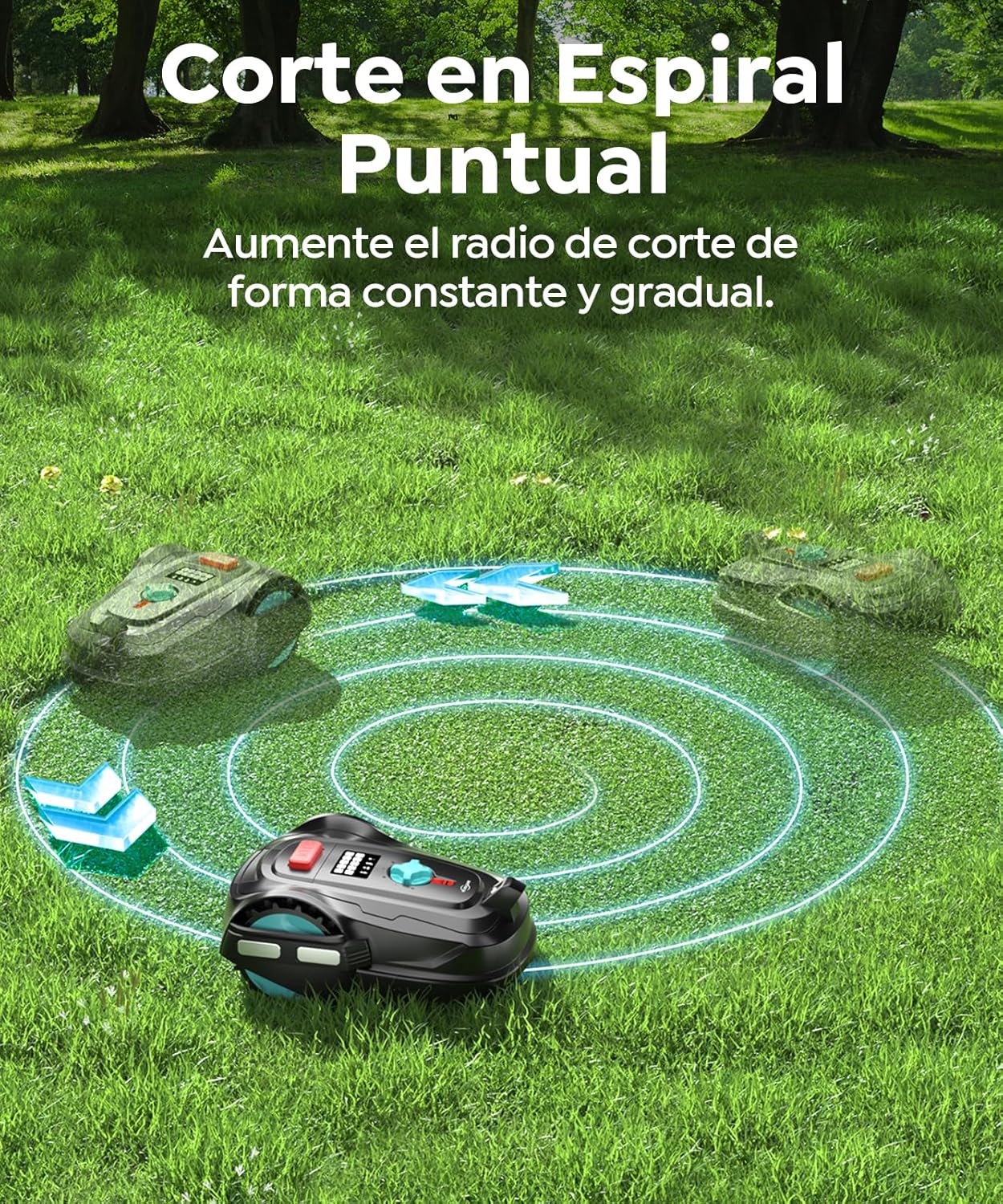 M800Plus Robot Cortacésped sin Cable Perimetral, 800 m², Posicionamiento GPS + Visión IA, Robot Cortacésped sin Cables, Modo de Corte en U, Detección de 150 Obstáculos, Carga Automática, App
