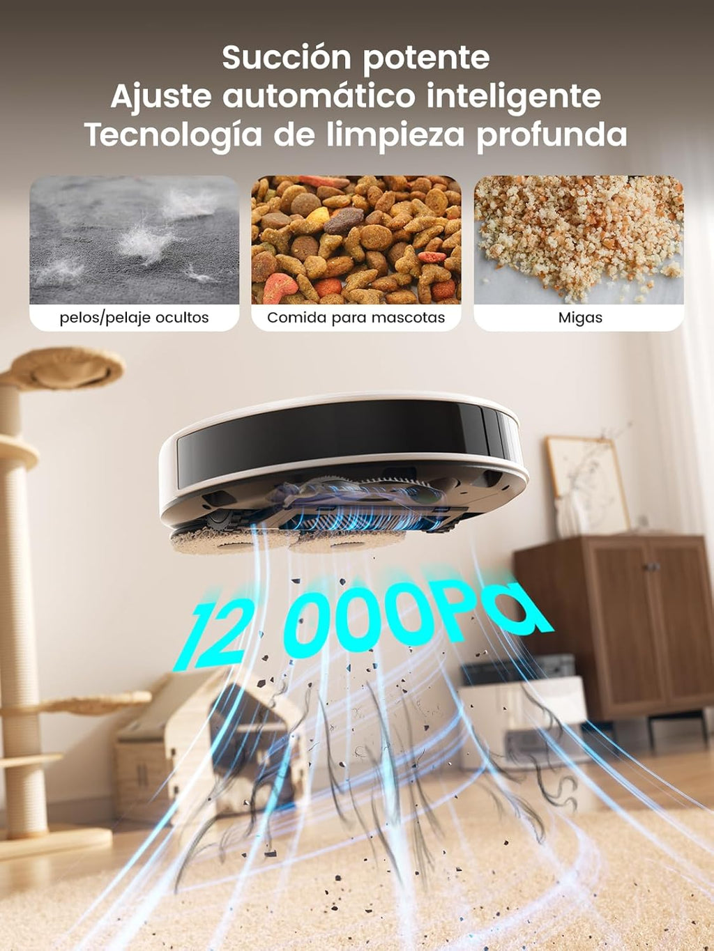 Lefant M3 Robot Aspirador y Friegasuelos con Base de Autovaciado, Navegación Láser dToF, Mapeo Inteligente, Evitación Obstáculos PSD 190°, 12000Pa, Autonomía 220mins, WiFi/Alexa/APP/i Watch, 2,4G & 5G